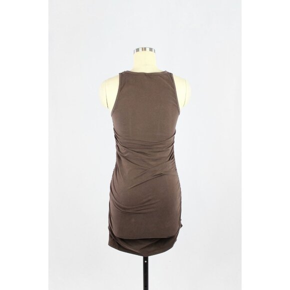 Aritzia TNA Chill Malibu Brown Cotton Jersey Ruched Mini Tank Dress, Size S - Picture 3 of 12